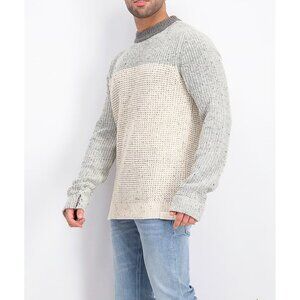 Scotch & Soda men's colorblock knitted Wool sweater in a gray colorway size S